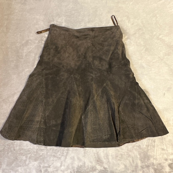 Boho Chic Suede Skirt Skotts Brown Size 8 Washable Midi Western Cowgirl 90s - Picture 9 of 10